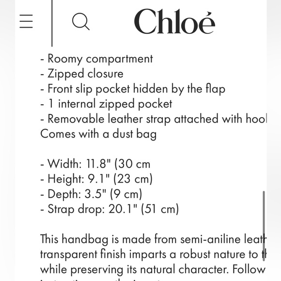 NWOT Chloe Marcie Bag - Picture 9 of 9